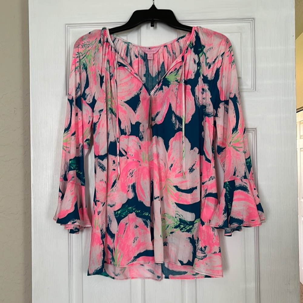 Lilly Pulitzer Medium Blouse Pans Garden